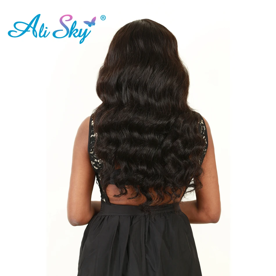 Ali Sky Brazilian Hair Body Wave 1pc 100g Human Hair Bundles Weave thick hair weft Can Be Curled Natural Color 1B non remy body-wave