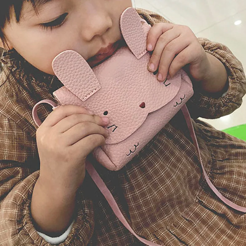 Кролик Мини для маленьких девочек уличная сладкий портмоне с застежкой-молнией Детская сумка-мессенджер из искусственной кожи, для детей женские сумки на плечо