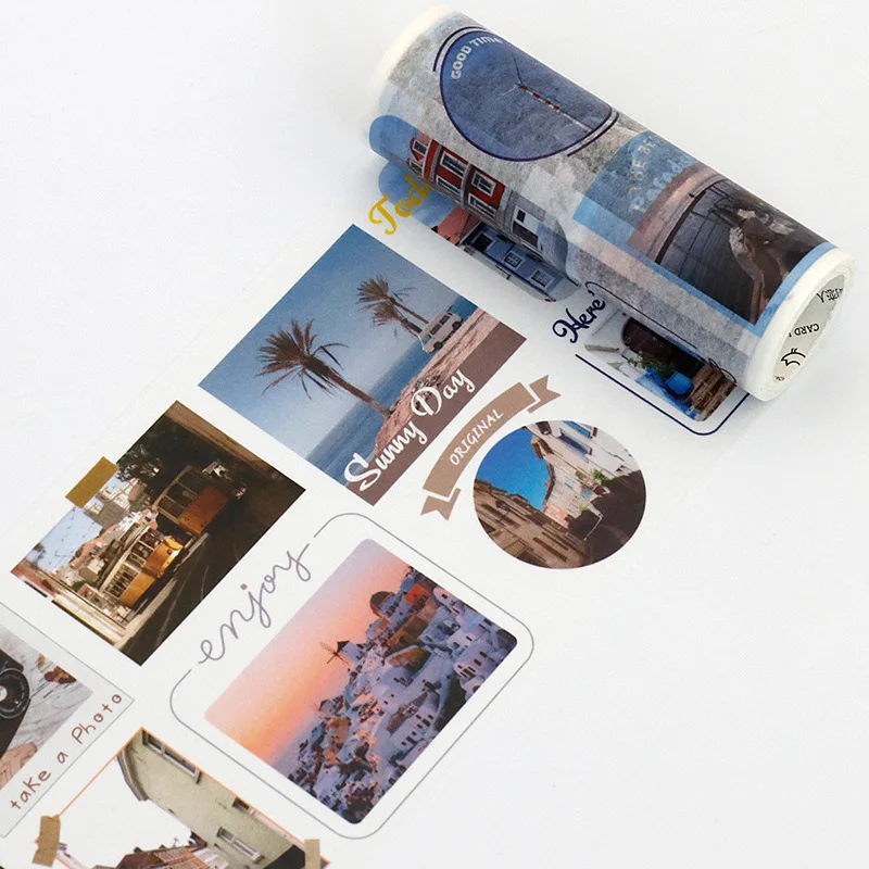 

100mm Travel Landscape Flower Wider Masking Washi Tape Creative DIY Journal Decorative Adhesive Tape Sticker Scrapbooking Supply