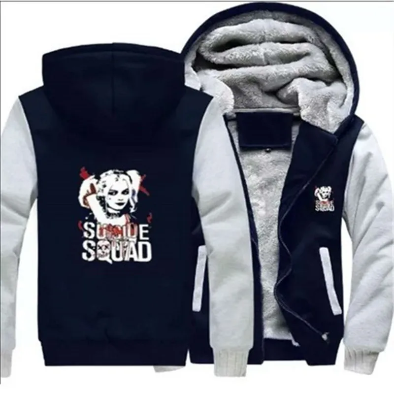 2018 US Size Hot  Men Women Harley Quinn Casual Hoodies for Men Women Thicker Fleece Coat Jacket Unisex Sweatshirts size 6XL