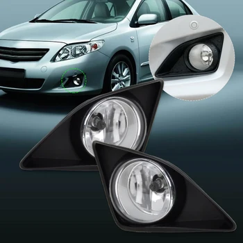 

DWCX 4pcs Black Front Right/Left Fog Light Lamp + Grille Cover Bezel for Toyota Corolla 2007 2008 2009 2010 Fast Shipping