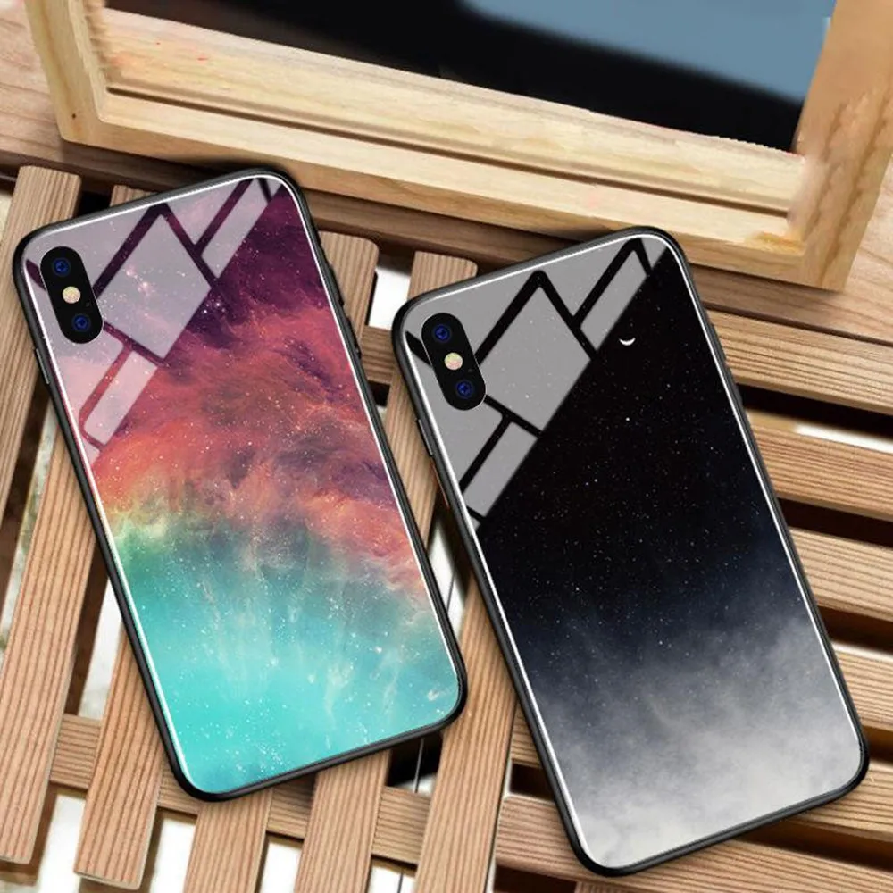 

Ins apple 6s/7/8/x/xs Mobile Shell Female iPhone 6plus Glass Shell xsmax xr Male 6splus 7plus Tide