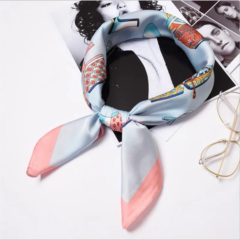 

70*70cm Retro Decoration Small Square Scarf Silk Scarf Collar Stewardess Scarf HeadBand Scarf Kerchief Woman Neck Shawl Wraps