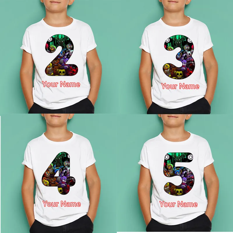 

Boys/Girls Five Nights At Freddy Birthday Number T Shirt Kids Short Sleeve Tops Children's Masks Birthday Gift,Dropshipping