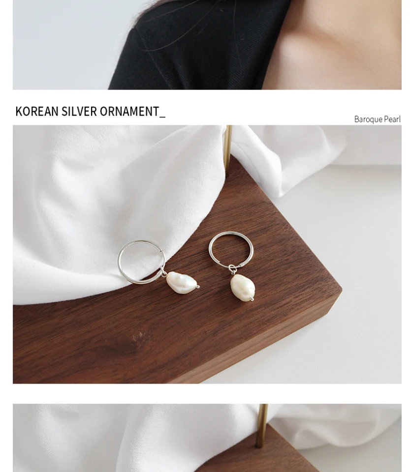 925 Sterling Silver Round Loop With Natural Waterdrop Baroque Pearl Drop Hoop Earrings For Women Fashion Party Jewelry Brincos (9)