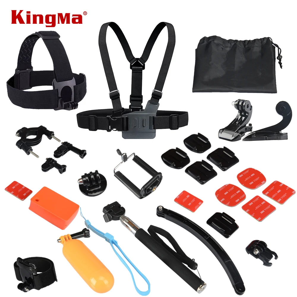 

For Gopro Hero 5 4 3 Camera Accessories Set Helmet Harness Chest Belt Head Mount Strap Floaty Bobber Monopod Tripod sj4000 9000