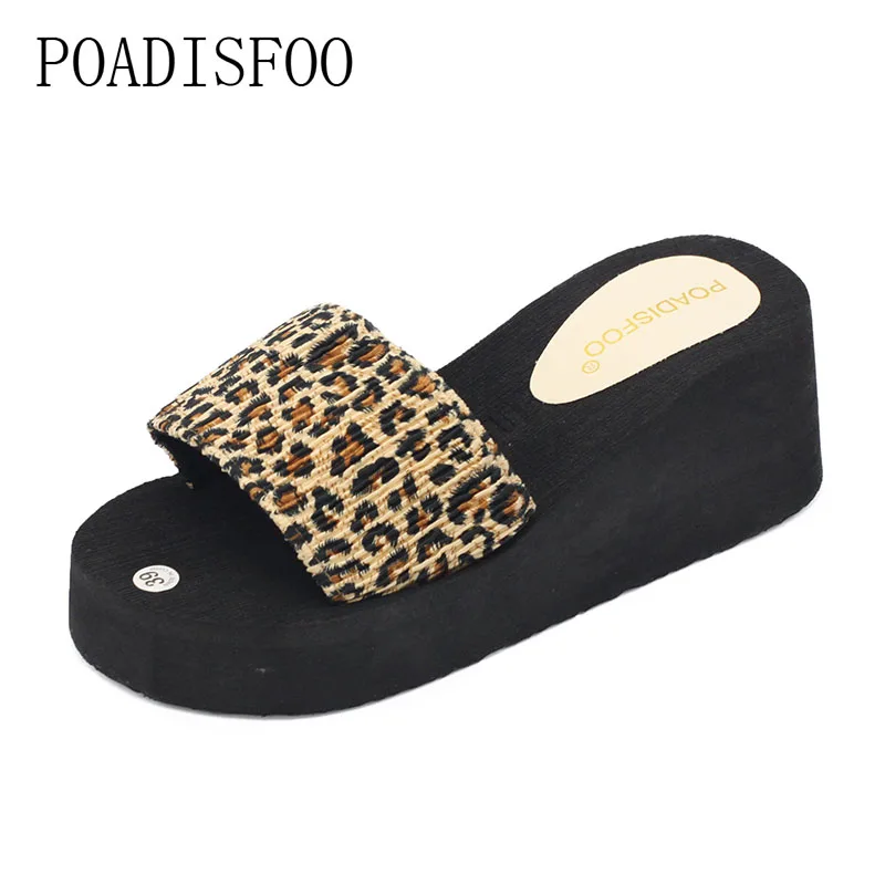 

2017 Summer Home Slippers Fashion Leopard Sandals Slippers Word heavy-bottomed Sandals Slippers Men Shoes .WNH-846