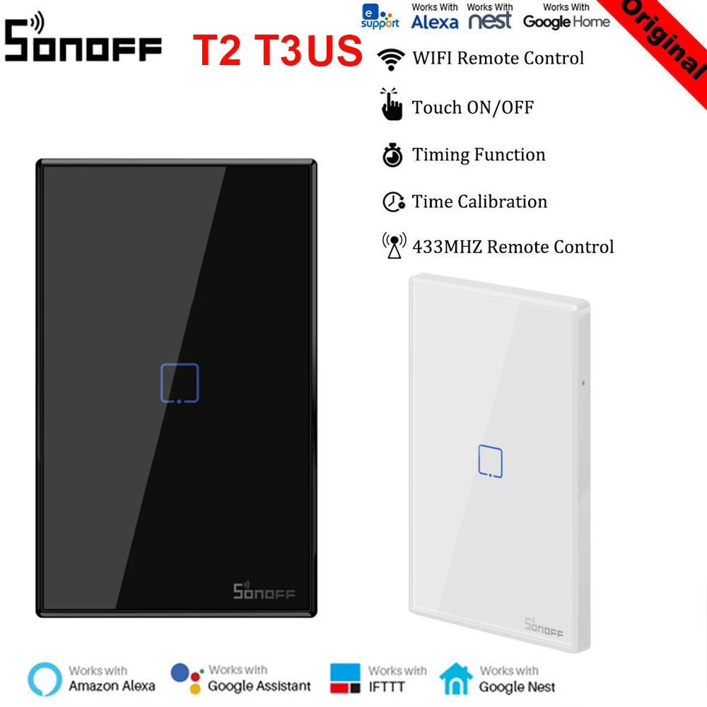 Смарт переключатель SONOFF T2 T3 панель США 120 Type 1/2/3 банды работают с Alexa Google Home 433 МГц RF