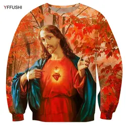 YFFUSHI 2018 высокое качество Иисус Принт толстовки хип-хоп пуловеры плюс размер 5XL модные с длинным рукавом с круглым вырезом пуловеры мужские