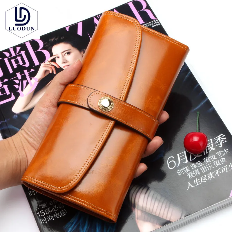 

2018 New Fashion Retro Men's Wallet Cowhide Long Lady Leather Wallet Large Capacity Purse Clutch Coin Purse