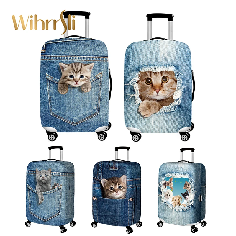 

Travel accessories elasticity denim Luggage cover Suitcase protection baggage dust cover Cute animal cover Trunk set for