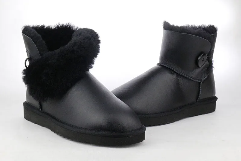 Зимние ботинки из натуральной овечьей кожи; водонепроницаемые женские зимние ботинки; ботильоны из натурального меха; теплые шерстяные женские ботинки; обувь