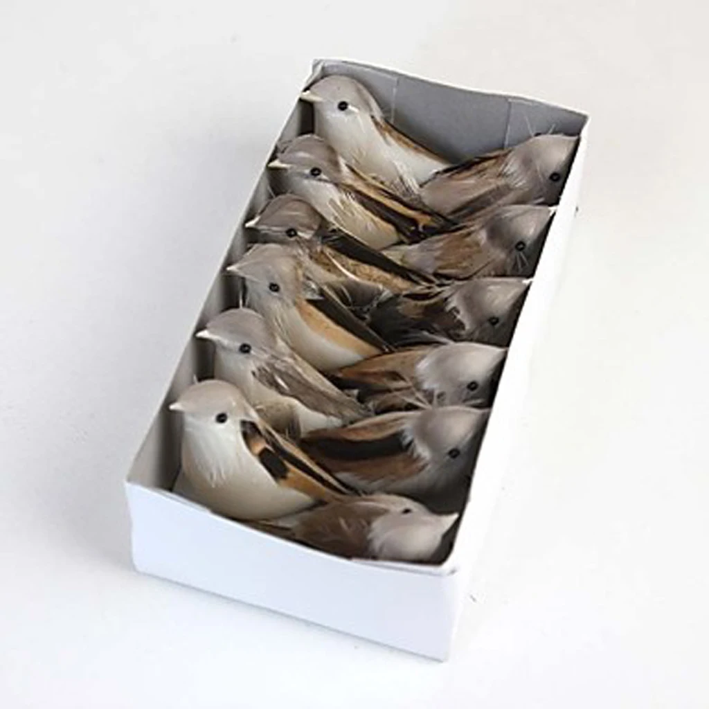 Pack 24Pieces Artificial Feather Bird Foam Birds Home Table Decor Photo Props