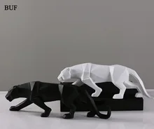 BUF Modern Abstract Black Panther Statue Resin Ornaments Home Decoration accessories Gift Geometric Resin Leopard Sculpture