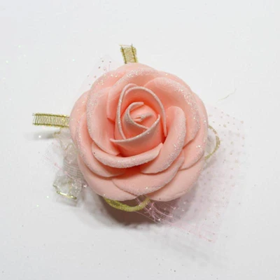 Bridal Bridesmaid Hand Wrist Corsage Wedding Elegant Rose Flower Scrunchie 