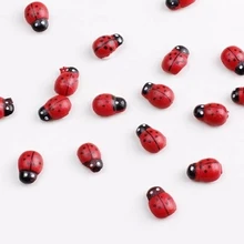 100 шт. Окрашенные Божья коровка самоклеющиеся Вуд Крафт кабошон Скрапбукинг украшения 9x13 мм