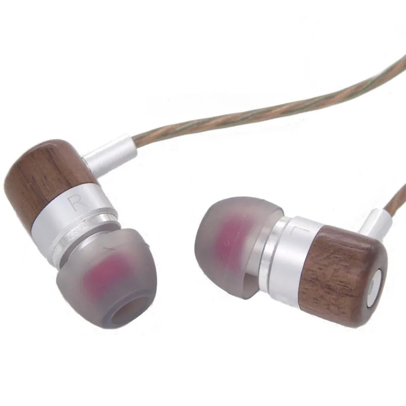 High Quality Dual Driver Circle Iron Wood Earphones In Ear 3.5mm Bass