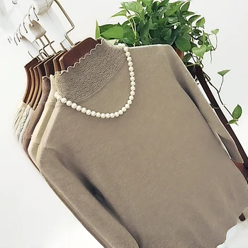 

High Quality 2019 Autumn Winter Women Cashmere Sweaters Fashion Knitted Three Quarter Shirts Elegant O-Neck Pullovers