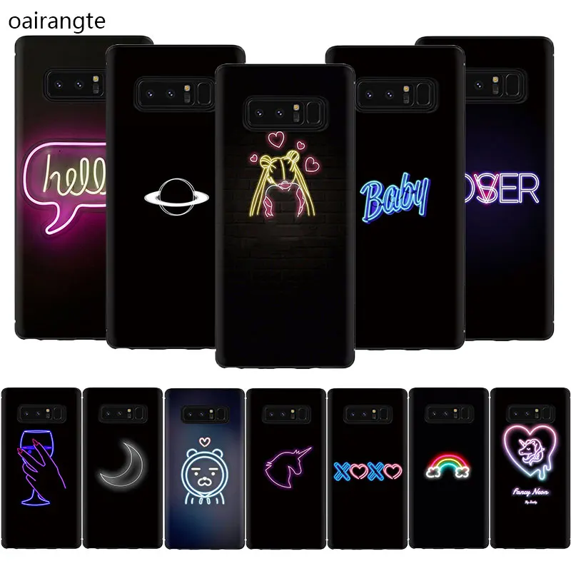 

Black background fluorescent Soft Phone Cover Case For Samsung Galaxy A3 A5 A6 7 8 9 2018 A10S 20S 30S 40S 50S 60 70 J6