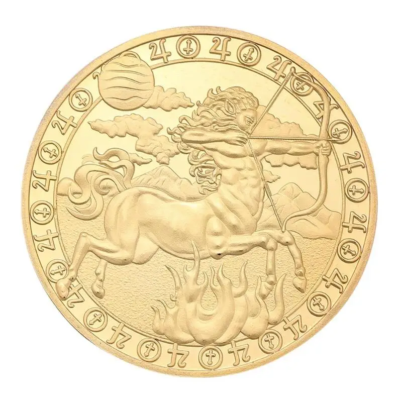 Памятная позолоченная монета Монета-Биткоин 12 Созвездие позолоченный физический коллекционный Подарочный металлический античный имитация - Цвет: Sagittarius