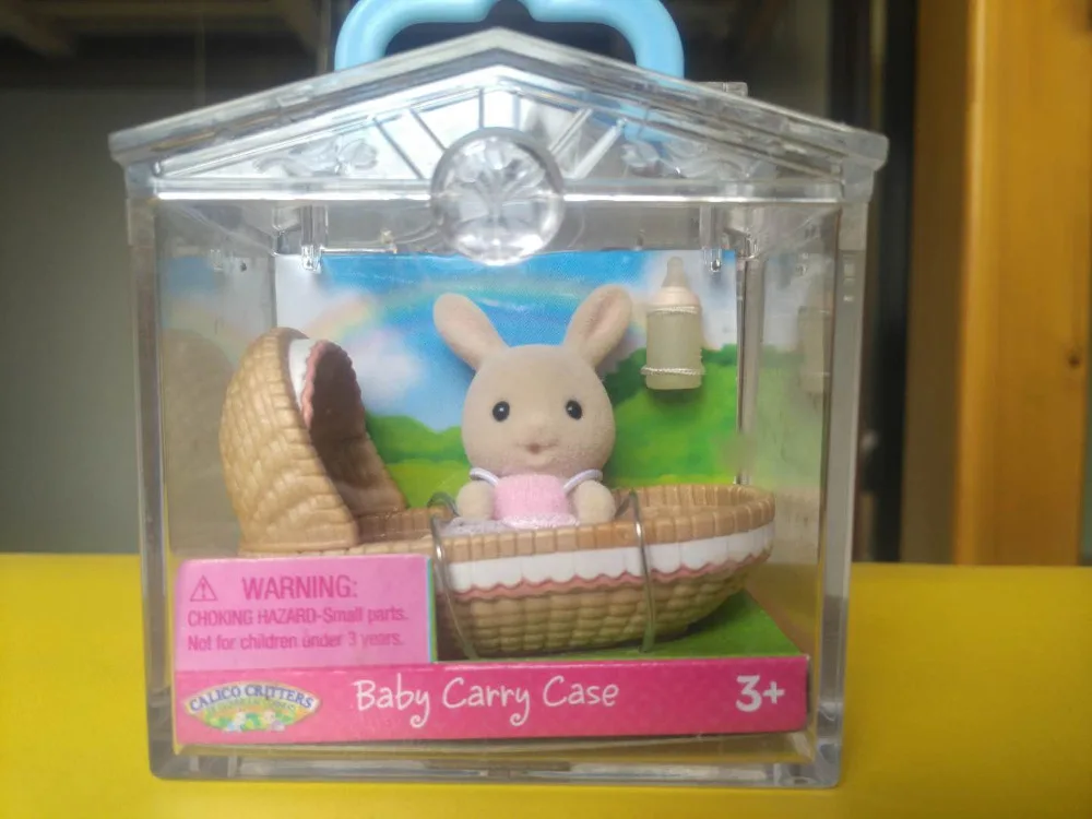 

Sylvanian Family of Rabbit bunny baby cradle carry bag mini figure Anime Cartoon figures Toys Child Toys gift animal doll