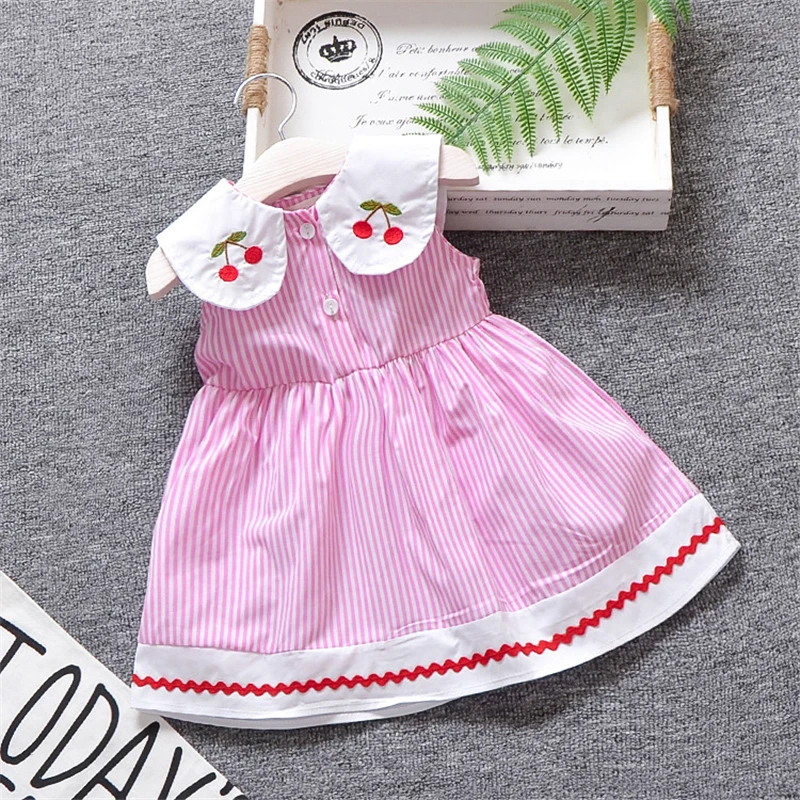 Basacomie(4 шт./лот) детская одежда летнее стильное платье для девочек платья в полоску для маленьких девочек 041704