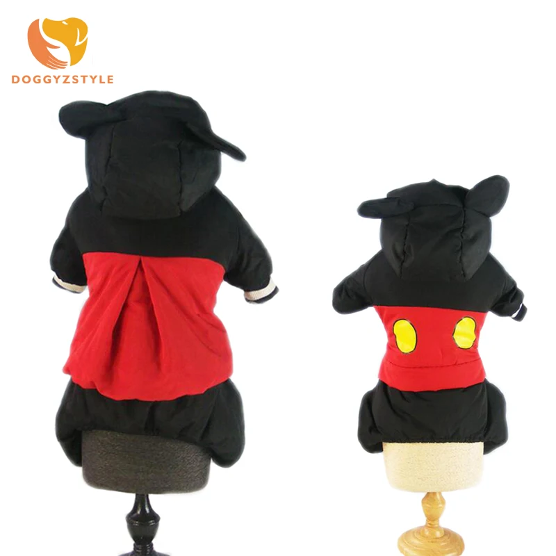 Dog Jumpsuit Mickey Design Plus Velvet Dog Clothes Warm Winter Coat