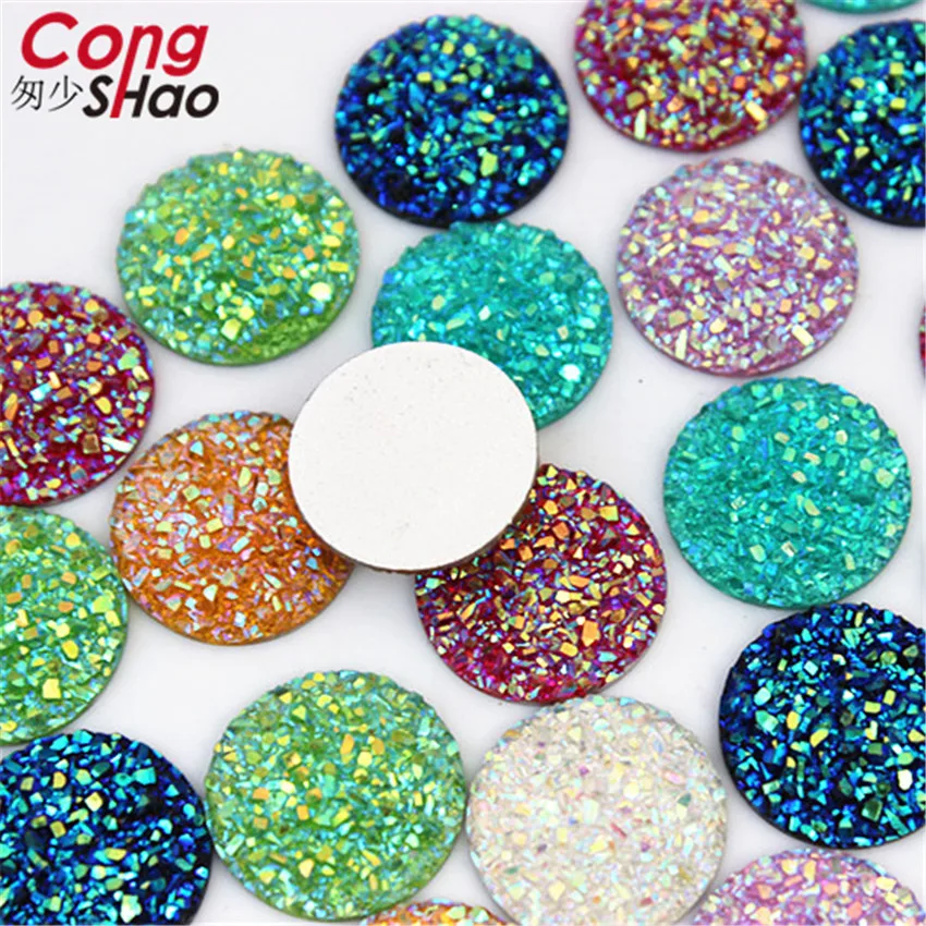 

50PCS 18mm Bling AB Colors Convex Mineral Surface Resin Rhinestone Flatback Cabochon Stone DIY Wedding Decoration Crafts 8Y647