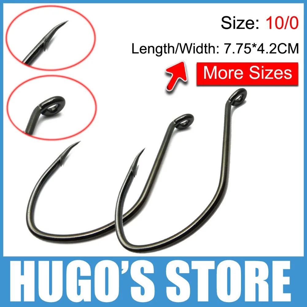 Buy Size 10/0 *100PCS 8832 Catfish 77.5MM/42mm Hook Large Big Jumbo Size