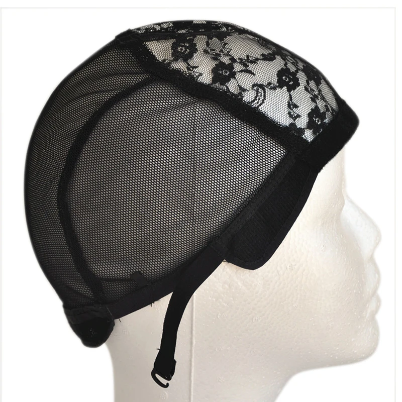 

Black Wig Cap For Making Wigs With Adjustable Strap Glueless Wig Caps Weaving Cap Flower Lace Net Caps