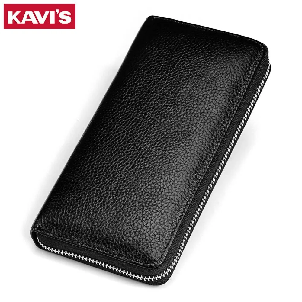 Кошелек KAVIS мужской из натуральной кожи длинный деловой|purse male|brand pursebusiness purses |