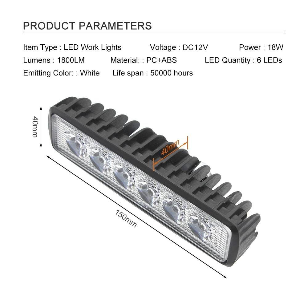 1 шт. ANBLUB 6 дюймов 18 Вт светодиодный автомобильный рабочий светильник DRL светильник 12 в мотоцикл грузовик прицеп грузовик внедорожный внедорожник 4X4 ATV 4WD Рабочая лампа