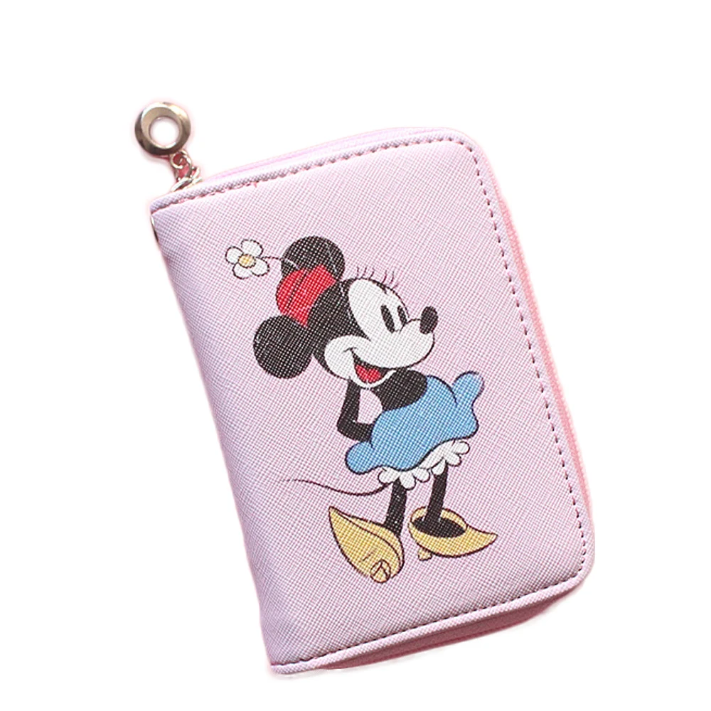 

Cartoon Mickey Minnie Short Wallets kids cute Prints Clutch Phone Bag PU Leather Zipper Ladies Card Holder girls boys Coin Purse