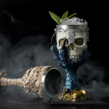 

Horrible Resin Stainless Steel Design Wine Glass Horror Cup Skull Goblet Perfect Gift Skull For Lovers Halloween Theme Parties