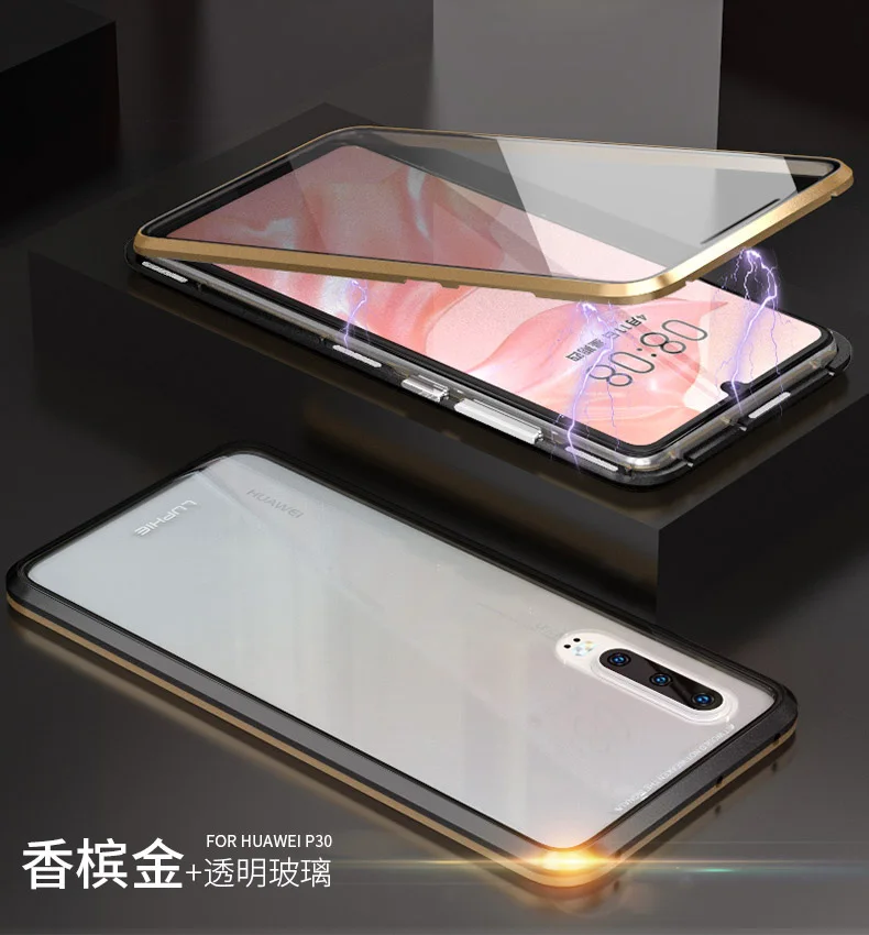 Роскошный защитный Магнитный чехол на весь корпус для huawei P30 Pro чехол 360 прозрачная задняя крышка из закаленного стекла для huawei P30 чехол