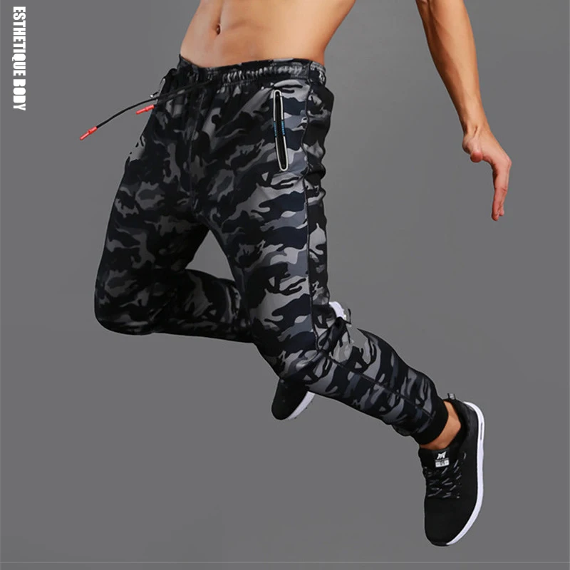 

2018 Gym Running Pants Camouflage Men Joggers Sport Sportswear Fitness Workout Men's Running Trousers Zipper Pocket Sports Pants