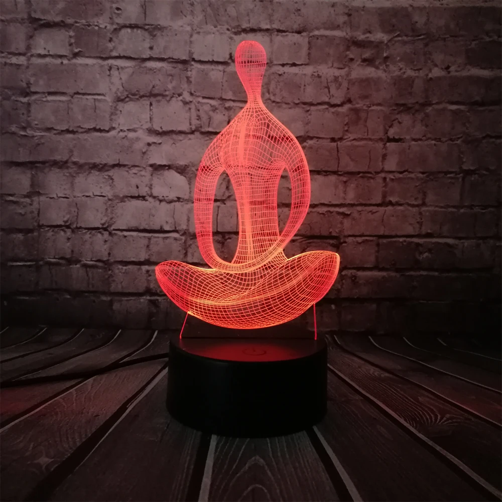 3D лампа для йоги медитация USB ночной Светильник многоцветный светодиодный