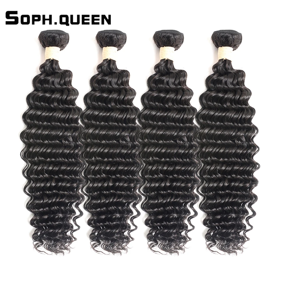 Соф queen hair Индийский глубокая волна пучки человеческих волос можно купить с закрытием 8-26 дюймов натуральный Цвет Бесплатная доставка 4