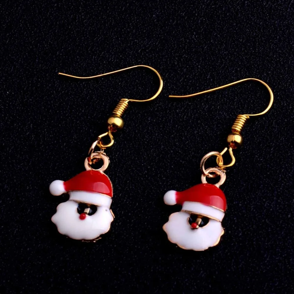 1 Pair Cute Christmas Earring Gift Santa Claus Red Hat Dangle Earring