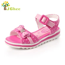 J Ghee 2017 Summer Girls Sandals Kids Shoes Bow knot Bowtie With Rhinestone Fish Mouth Children