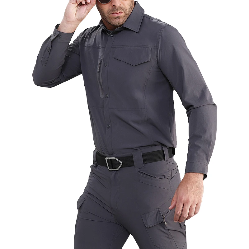 TACVASEN мужская летняя быстросохнущая охотничья футболка с длинным рукавом армейская тактическая футболка Боевая Военная рубашка с карманом SH-XL-06