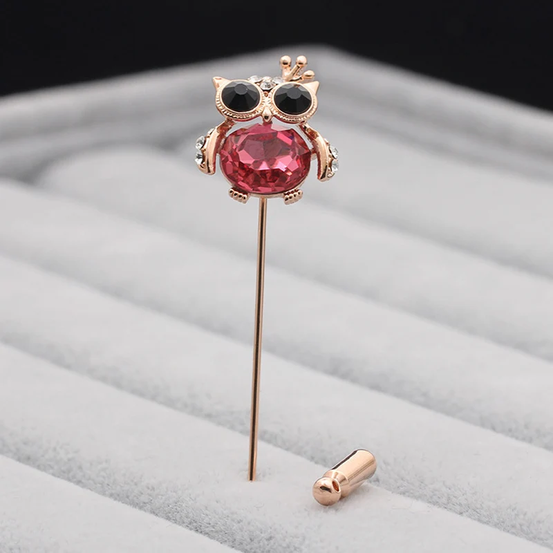UALGL Fashion Animal Brooch Jewelry Owl Lapel Pin Men Suit Safety Pins Broches Elegant Crystal