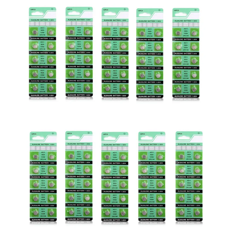 Лот 100 шт. AG11 LR47 LR721 362 SR721SW V362 GP62 1,55 в щелочные батарея Кнопка монета ячейки батареи для камера часы игрушечные лошадки удаленного