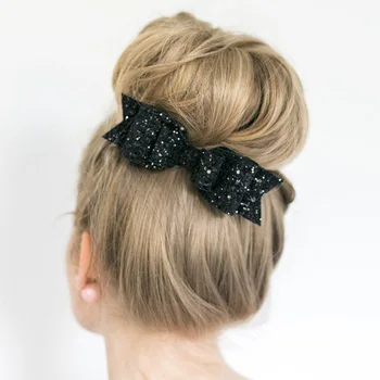 

DHL 500pcs 3.75/2.75 Inch Cute Glitter Hair Bows Handmade Colorful Bling Bows Barrettes Hairgrip Hairpin