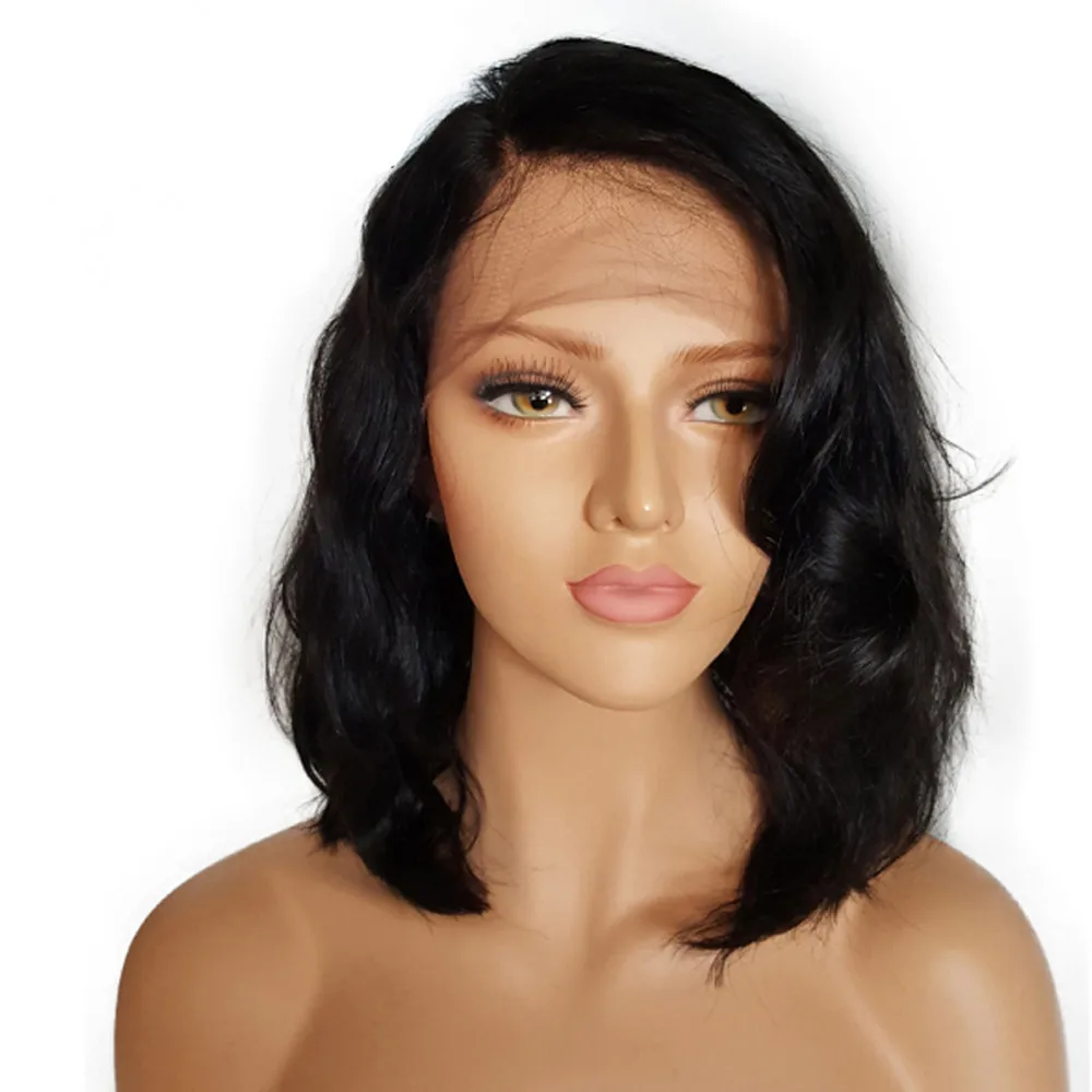 

Fashionable & Comfortable Brazilian Less Lace Front Full Wig Bob Wave Black Natural Looking Women Wigs Gift Dropshipping