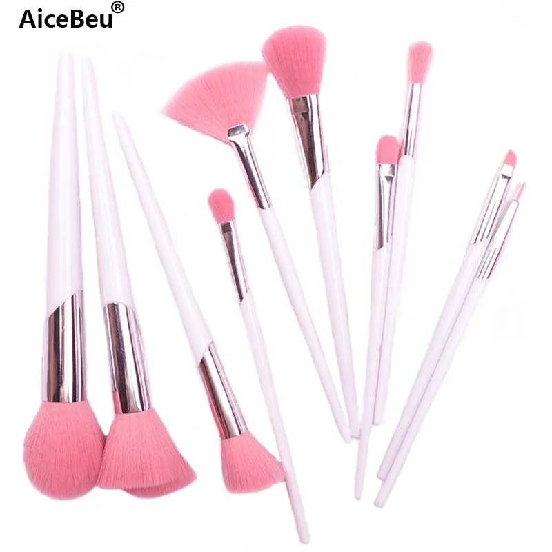 White Professional 10pcs Makeup Brushes Set Make up Brush Tools kit Foundation Powder Eyebrow Ins makeup kwasten pinceaux yeux