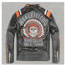 DHL брендовая одежда Куртки из натуральной кожи, мужская кожаная байкерская куртка. Мотоциклетная зимняя теплая тонкая крутая винтажная куртка