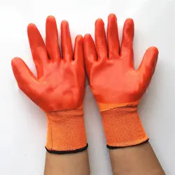 Высокое качество Износостойкие кислотные и щелочные устойчивые ПВХ оранжевые защитные перчатки рабочие перчатки для посадки садоводства