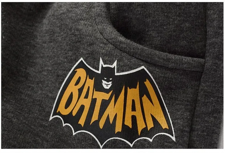 Набор Batman одежда для маленьких мальчиков комплект Детские толстовки с капюшоном Штаны Утепленная зимняя одежда для маленьких мальчиков Комплекты для девочек Новое поступление, осень