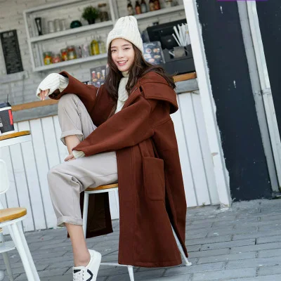 Femelle Laine Outwear coat Élégant Casaco pink Nouveau apricot Split 2019 Femmes Lx224 Femme Long Automne Feminino khaki Trench Manteau Capot En Caramel Lâche x768S7nqa